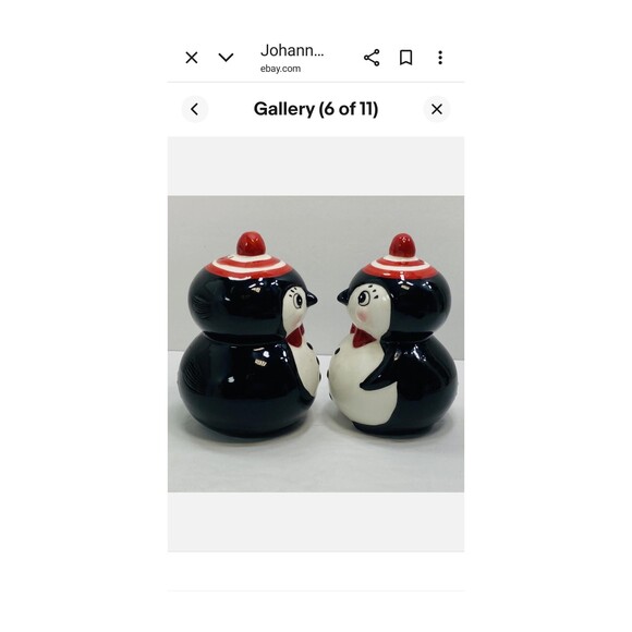 Johanna Parker Carnival Cottage Collectible CHRISTMAS PENQUIN  Salt/Pepper Set - Picture 6 of 8